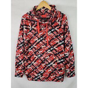 Joyland Ugly Christmas Sweatshirt Women's Size Medium Red Plaid Cowl Neck Top